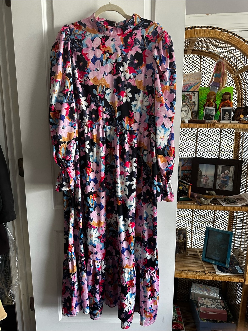 Floral Long-Sleeve Maxi Dress - Pink Multicolor